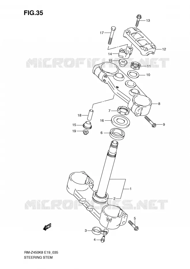 COLONNE DE DIRECTION (RM-Z450K8/K9/L0) Suzuki MOTO 450 RM-Z 2009  RM-Z450K9(E19)