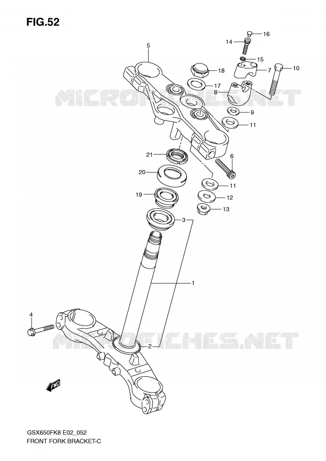 COLONNE DE DIRECTION Suzuki MOTO 650 GSX-F 2009  GSX650FK9(E2)