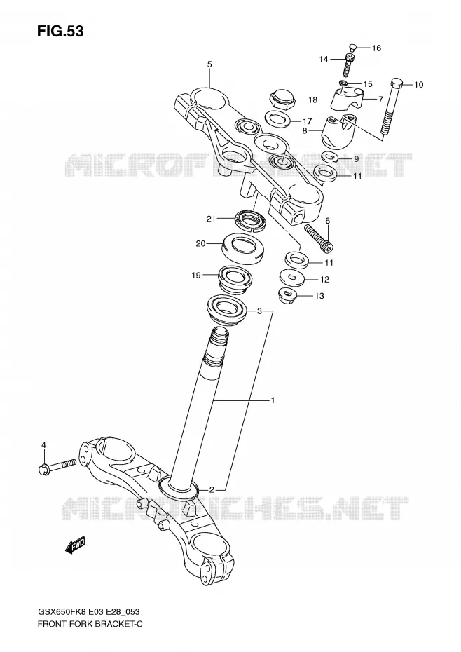 COLONNE DE DIRECTION Suzuki MOTO 650 GSX-F 2010  GSX650FL0(E3/E28)