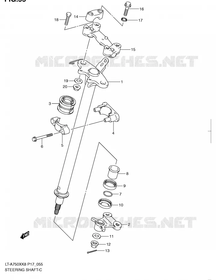 COLONNE DE DIRECTION Suzuki QUAD 750 KINGQUAD 2009  LT-A750XZK9(P17)