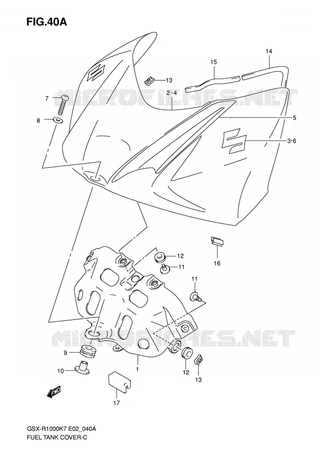 COUVRE RESERVOIR (MODEL K8) Suzuki MOTO 1000 GSX-R 2007  GSX-R1000U2K7(E2)