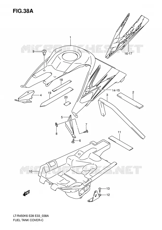 COUVRE RESERVOIR (MODEL K8) Suzuki QUAD 450 QUADRACER 2008  LT-R450ZK8(E28/E33)