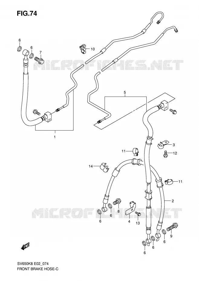 DURITE DE FREIN AVANT (SEE NOTE) Suzuki MOTO 650 SV 2010  SV650SAL0(E2)