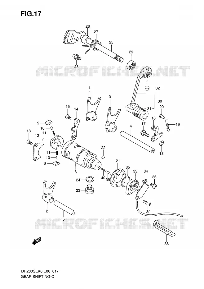ENSEMBLE DE SELECTION DE VITESSES Suzuki MOTO 200 DR 2008  DR200SEK8(E6)