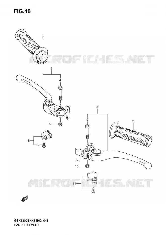 ENSEMBLE LEVIERS - POIGNEES Suzuki MOTO 1300 B-KING 2008  GSX1300BKK8(E2)