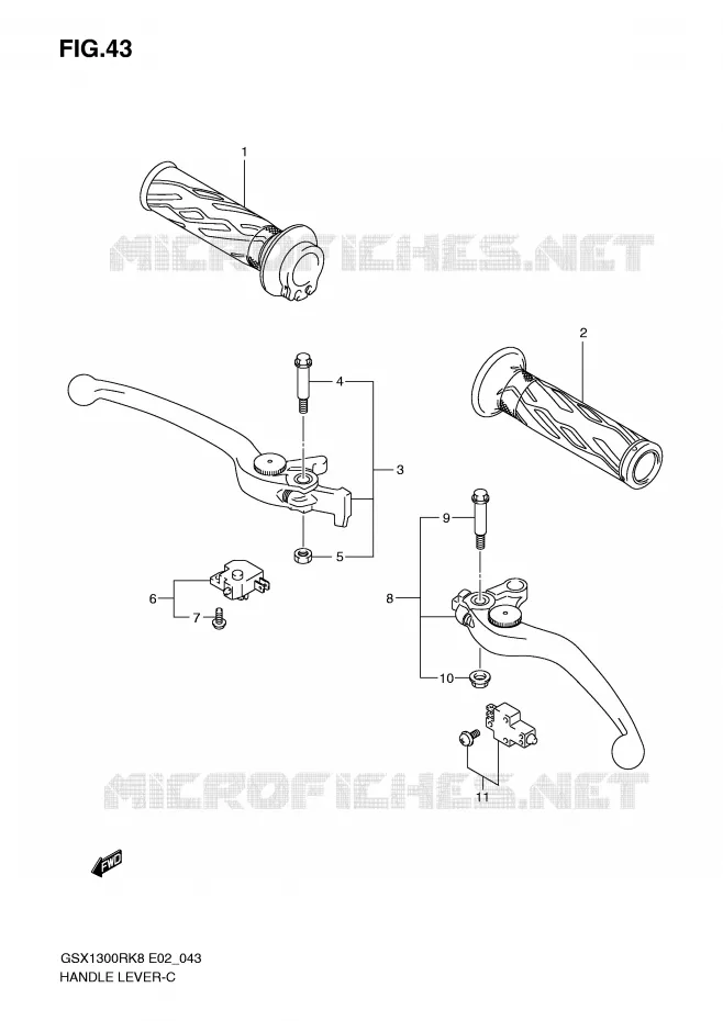 ENSEMBLE LEVIERS - POIGNEES Suzuki MOTO 1300 HAYABUSA 2009  GSX1300RK9(E2)