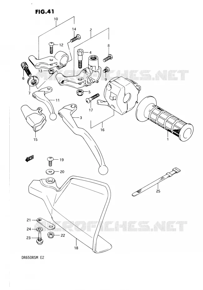 ENSEMBLE POIGNEE GAUCHE Suzuki MOTO 650 DR 1991  DR650RSM(E2)