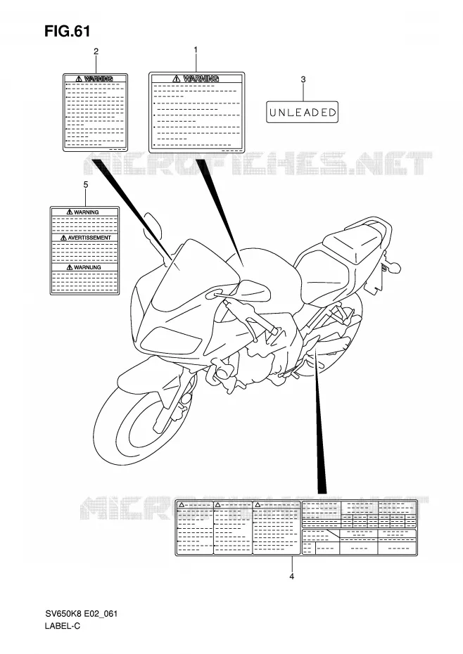 ETIQUETTE (MODEL K8/K9) Suzuki MOTO 650 SV 2009  SV650K9(E2)