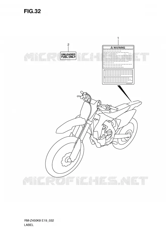 ETIQUETTE Suzuki MOTO 450 RM-Z 2012  RM-Z450L1(E19)