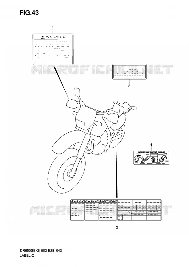 ETIQUETTE Suzuki MOTO 650 DR 2007  DR650SEK7(E3/E28)