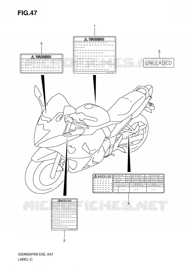 ETIQUETTE Suzuki MOTO 650 GSX-F 2009  GSX650FUAK9(E2)