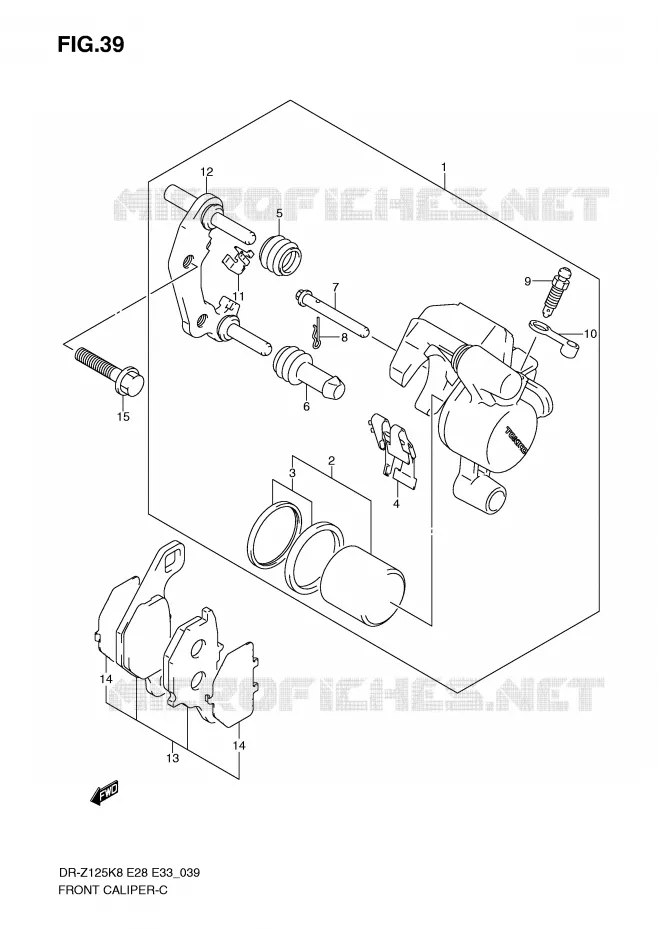ETRIER DE FREIN AVANT (DR-Z125L) Suzuki MOTO 125 DR-Z 2008  DR-Z125K8(E28/E33)