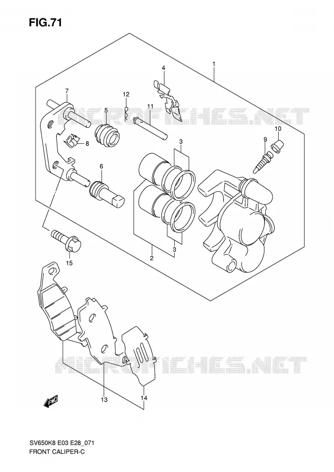 ETRIER DE FREIN AVANT (SV650AK8/SAK8/AK9/SAK9/SAL0) Suzuki MOTO 650 SV 2009  SV650SAK9(E3/E28)