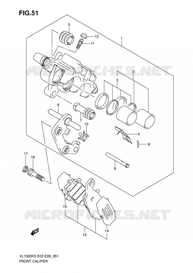 ETRIER DE FREIN AVANT Suzuki MOTO 1500 BOULEVARD 2009  VL1500TK9(E3/E28)