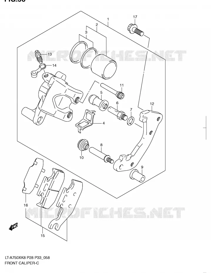 ETRIER DE FREIN AVANT Suzuki QUAD 750 KINGQUAD 2008  LT-A750XK8(P28/P33)