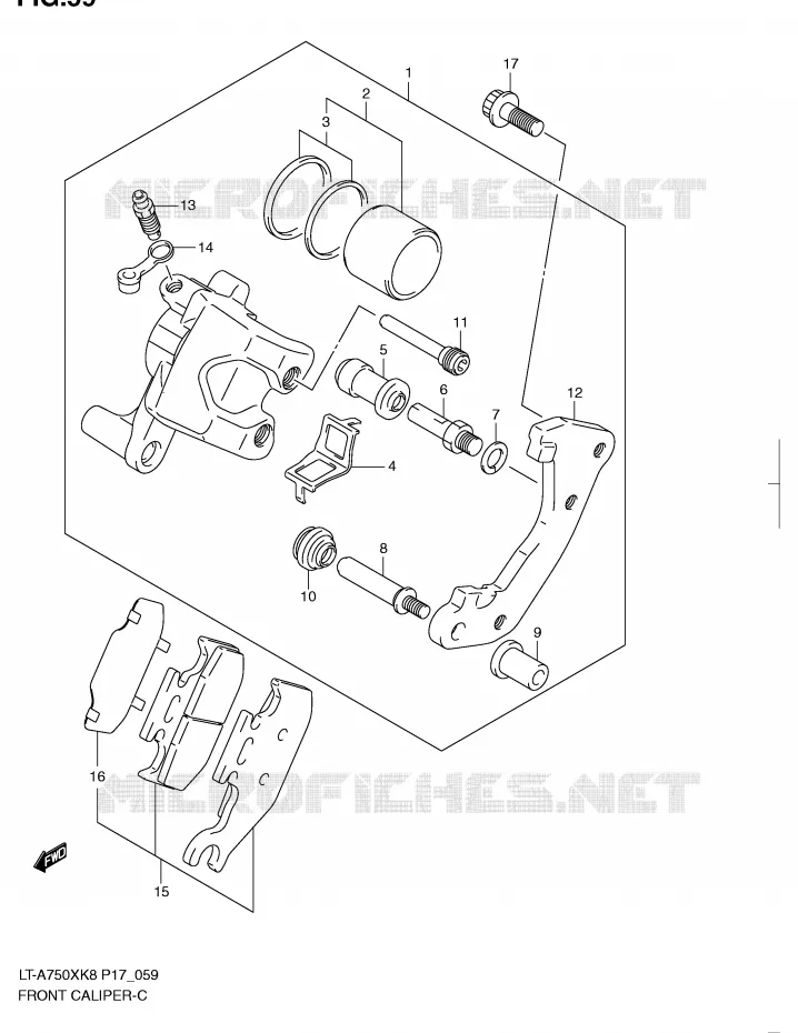 ETRIER DE FREIN AVANT Suzuki QUAD 750 KINGQUAD 2009  LT-A750XZK9(P17)