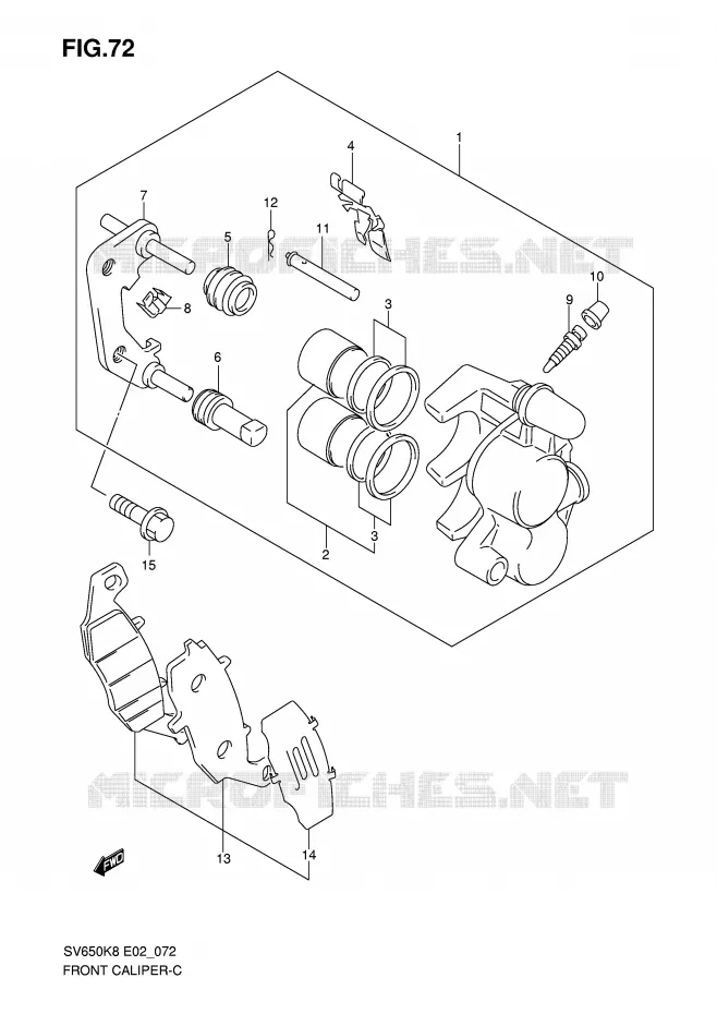 ETRIER DE FREIN AVANT (VOIR NOTE) Suzuki MOTO 650 SV 2009  SV650UK9(E2)