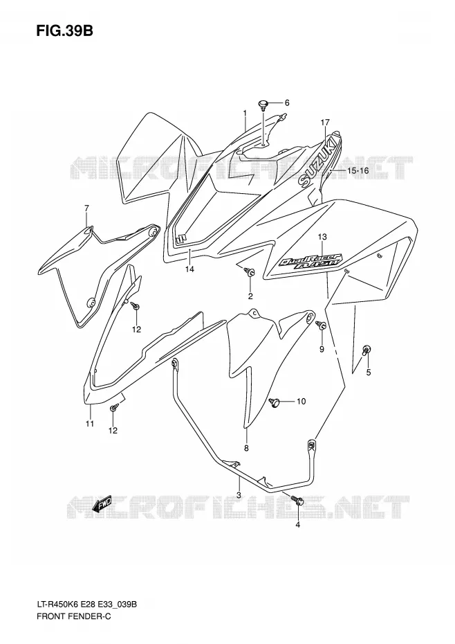 GARDE BOUE AVANT (LT-R450K8) Suzuki QUAD 450 QUADRACER 2008  LT-R450K8(E28/E33)