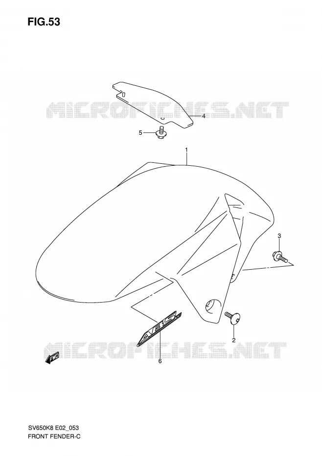 GARDE BOUE AVANT (MODEL K8) Suzuki MOTO 650 SV 2010  SV650SAL0(E2)
