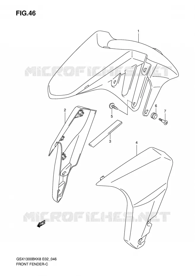 GARDE BOUE AVANT (WITHOUT ABS,MODEL K8/K9) Suzuki MOTO 1300 B-KING 2009  GSX1300BKU2K8(E2)