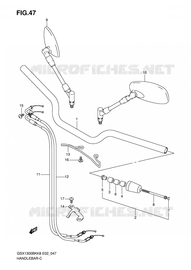 GUIDON (DEL K8/K9) Suzuki MOTO 1300 B-KING 2010  GSX1300BKL0(E2)