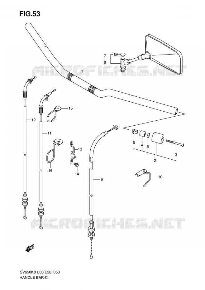 GUIDON (SV650/A) Suzuki MOTO 650 SV 2008  SV650K8(E3/E28)