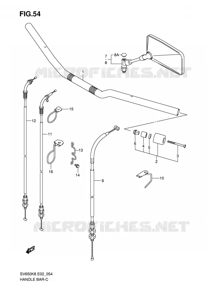 GUIDON (WITHOUT COWLING) Suzuki MOTO 650 SV 2009  SV650SUK9(E2)