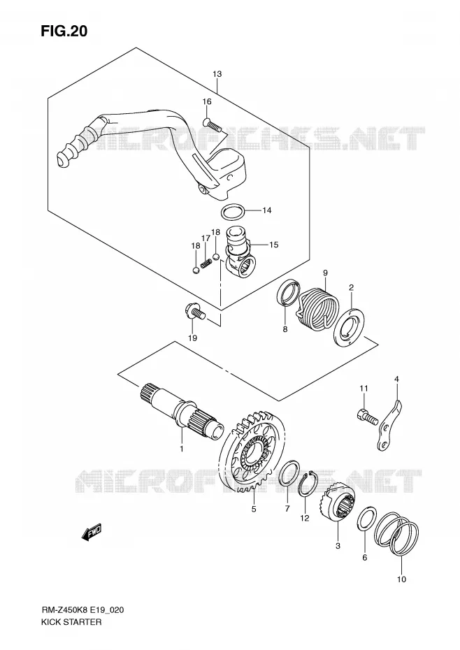 KICK (RM-Z450K8/K9) Suzuki MOTO 450 RM-Z 2012  RM-Z450L1(E19)