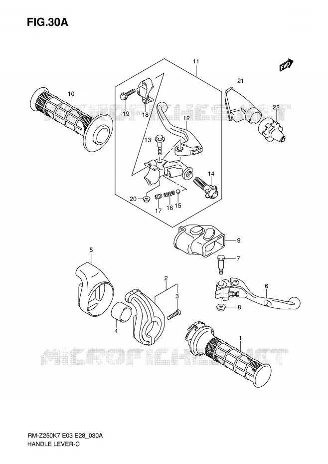 LEVIERS - POIGNEES (MODEL K8/K9) Suzuki MOTO 250 RM-Z 2008  RM-Z250K8(E3/E28)