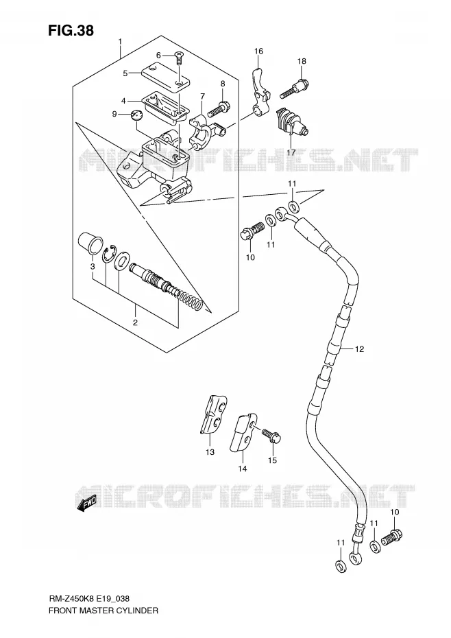 MAITRE CYLINDRE AVANT (RM-Z450K8/K9/L0) Suzuki MOTO 450 RM-Z 2011  RM-Z450L1(E19)
