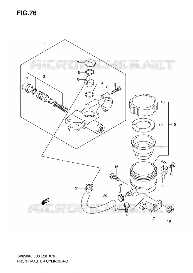 MAITRE CYLINDRE AVANT (SV650SK8/SK9/SL0) Suzuki MOTO 650 SV 2009  SV650AK9(E3/E28)