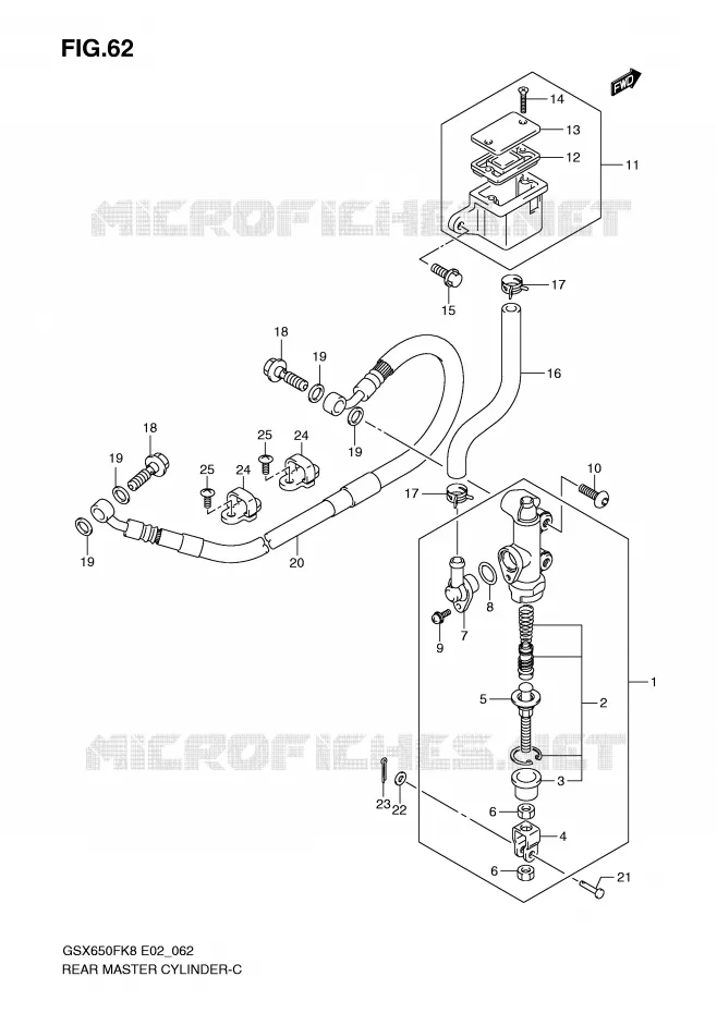 MAITRE CYLINDRE DE FREIN ARRIERE (GSX650FK8/FUK8/FK9/FUK9) Suzuki MOTO 650 GSX-F 2010  GSX650FL0(E2)
