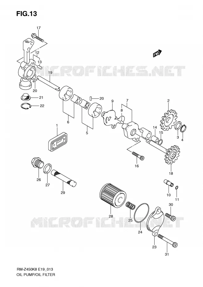 POMPE A HUILE (RM-Z450K8/K9/L0) Suzuki MOTO 450 RM-Z 2012  RM-Z450L1(E19)