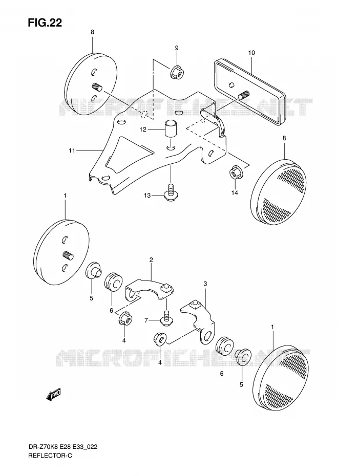REFLECTEUR (E28) Suzuki MOTO 70 DR-Z 2010  DR-Z70L0(E28/E33)