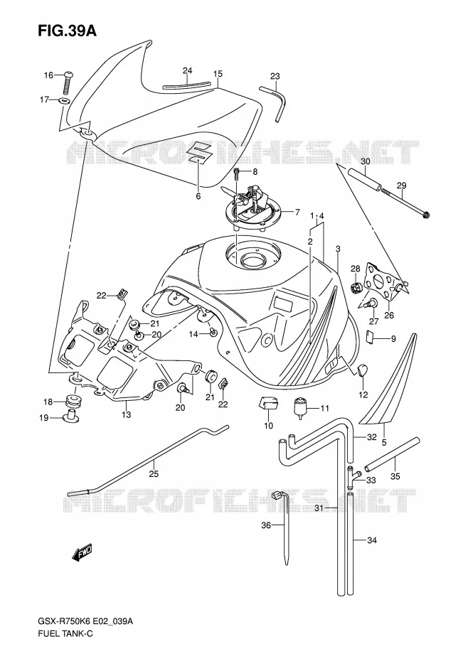 RESERVOIR D'ESSENCE (MODEL K7) Suzuki MOTO 750 GSX-R 2007  GSX-R750K7(E2)