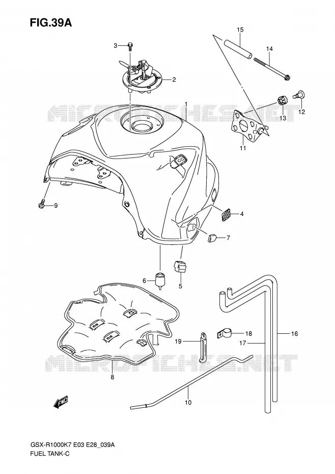 RESERVOIR D'ESSENCE (MODEL K8) Suzuki MOTO 1000 GSX-R 2007  GSX-R1000K7(E28)