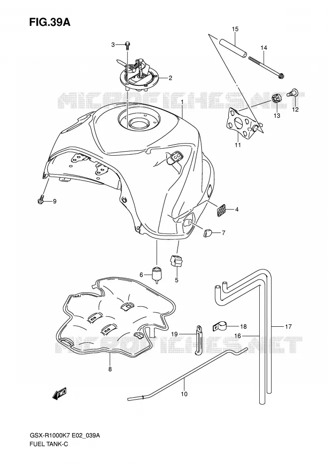 RESERVOIR D'ESSENCE (MODEL K8) Suzuki MOTO 1000 GSX-R 2007  GSX-R1000U2K7(E2)