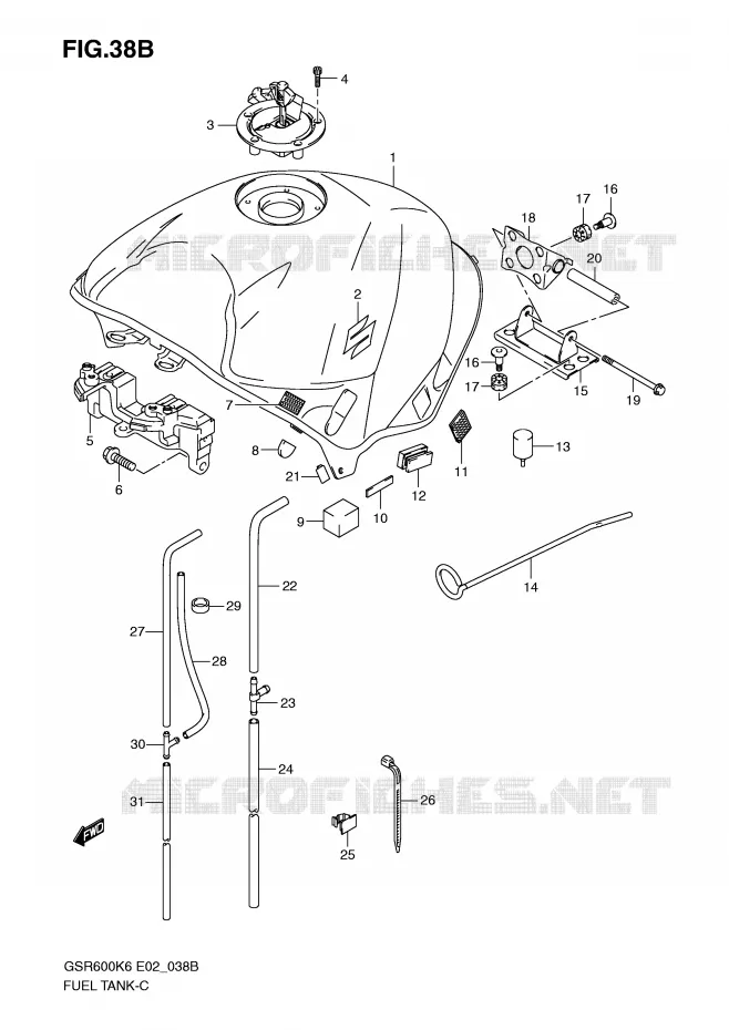 RESERVOIR D'ESSENCE (MODEL K8) Suzuki MOTO 600 GSR 2008  GSR600UAK8(E2)
