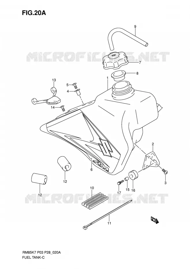 RESERVOIR D'ESSENCE (MODEL K8) Suzuki MOTO 85 RM 2010  RM85L0(P3/P28)