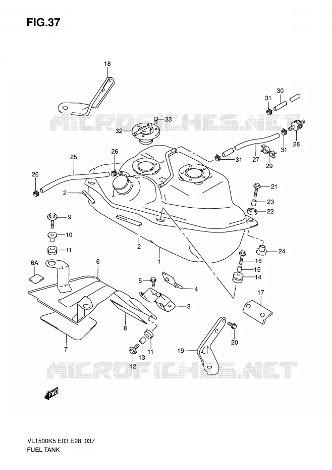 RESERVOIR D'ESSENCE Suzuki MOTO 1500 BOULEVARD 2009  VL1500TK9(E3/E28)