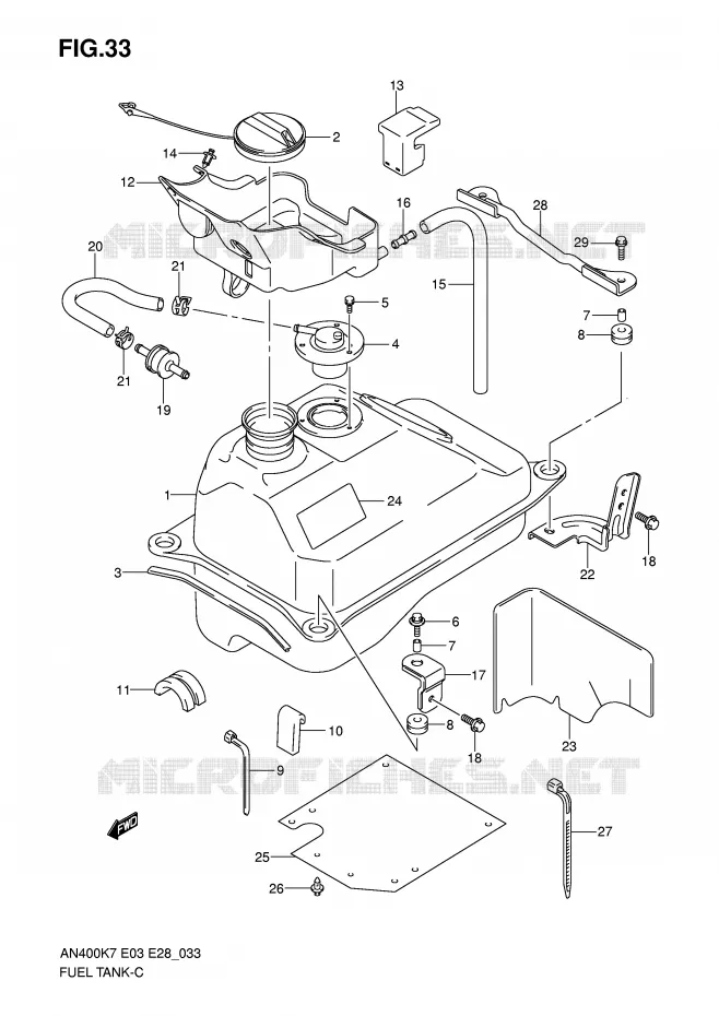 RESERVOIR D'ESSENCE Suzuki SCOOTER 400 BURGMAN 2010  AN400AL0(E3/E28)