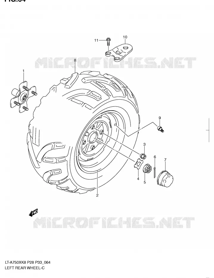 ROUE ARRIERE GAUCHE Suzuki QUAD 750 KINGQUAD 2009  LT-A750XK9(P28/P33)