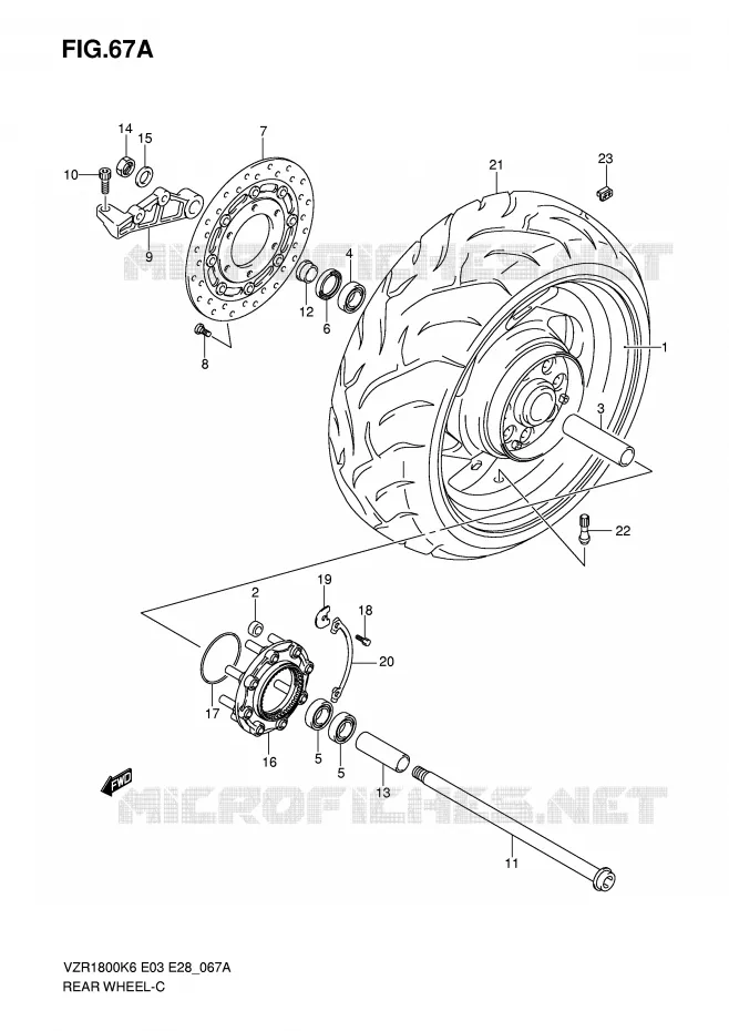 ROUE ARRIERE (MODEL K8/K9) Suzuki MOTO 1800 INTRUDER 2008  VZR1800NK8(E3/E28)