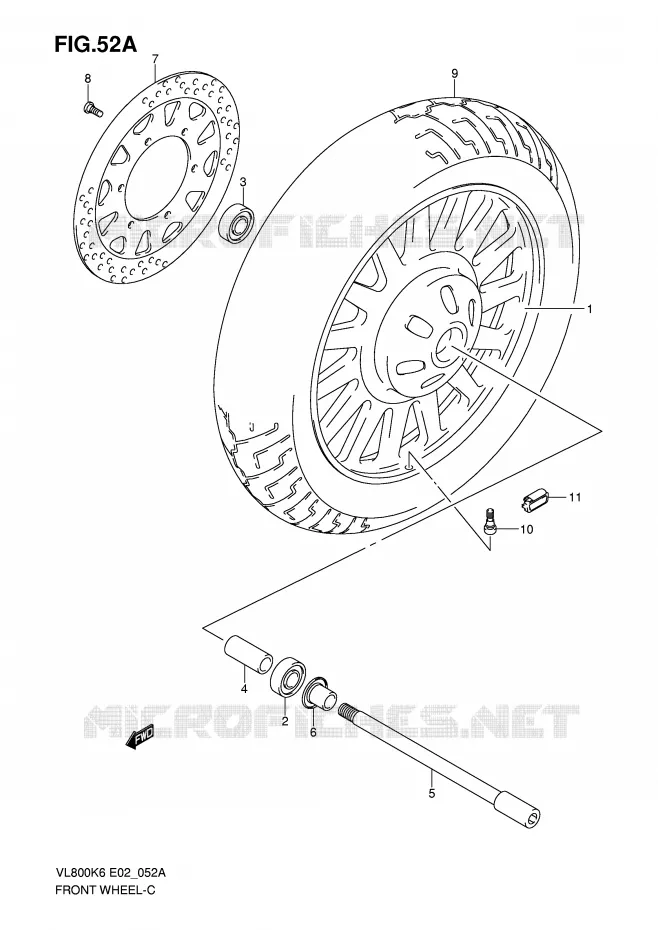 ROUE AVANT (VL800CK8/CUEK8/CK9/CUEK9/CL0/CUEL0) Suzuki MOTO 800 VOLUSIA 2010  VL800CUEL0(E2)