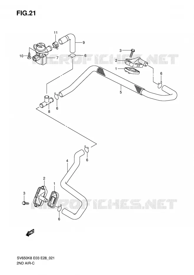 SYSTEME RECYCLAGE GAZ ECHAPPEMENT Suzuki MOTO 650 SV 2008  SV650SK8(E3/E28)