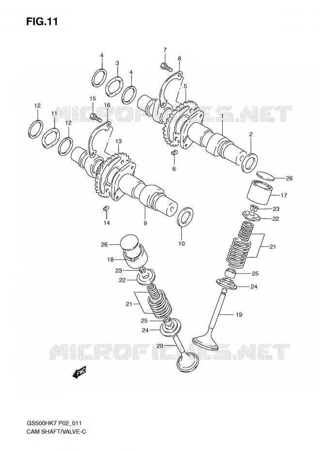 ARBRE A CAMES - SOUPAPES Suzuki MOTO 500 GS-F 2007  GS500FMK7(P02)