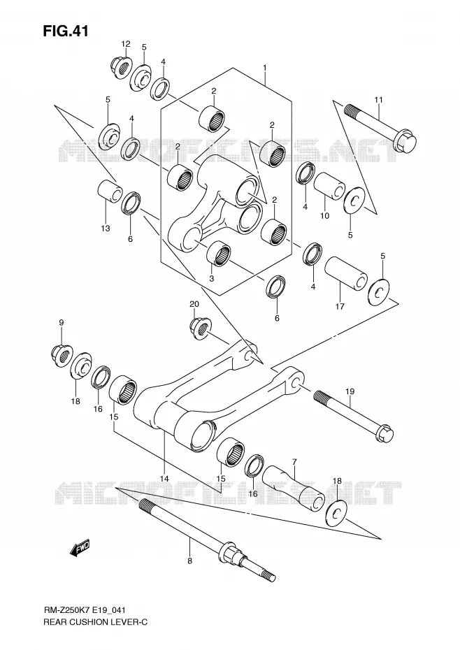 BIELLETTE DE SUSPENSION ARRIERE Suzuki MOTO 250 RM-Z 2008  RM-Z250K8(E19)