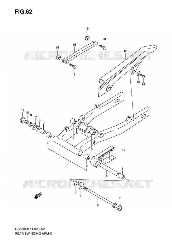 BRAS OSCILLANT ARRIERE Suzuki MOTO 500 GS-F 2007  GS500FMK7(P02)