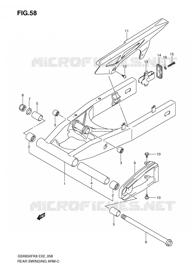 BRAS OSCILLANT ARRIERE Suzuki MOTO 650 GSX-F 2009  GSX650FUAK9(E2)