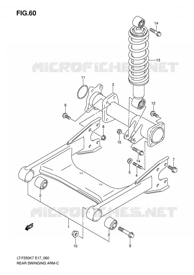 BRAS OSCILLANT ARRIERE Suzuki QUAD 250 OZARK 2010  LT-F250L0(E17)